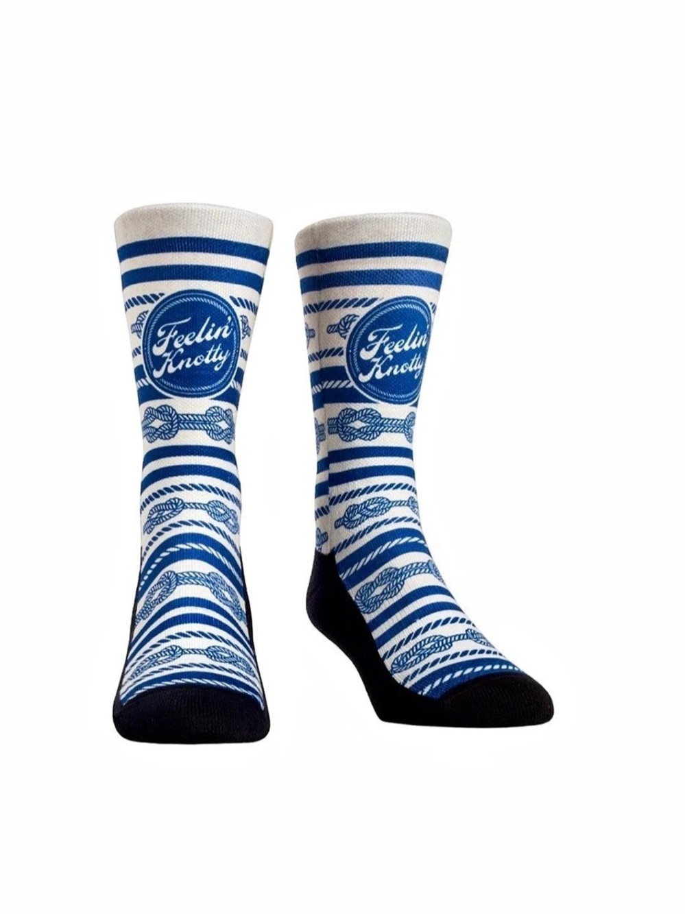 Rock'em Feelin Knotty Striped Blue & White Socks Mens Size L/XL